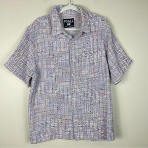 R3bel Button Down Mens Large Short Sleeve Urban Shirt Top Knit Casual Purple